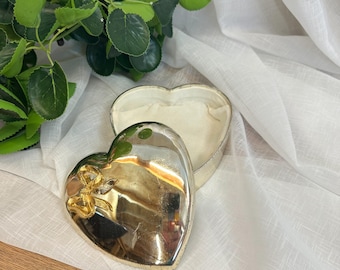 Vintage Silver & Brass Heart Trinket Box