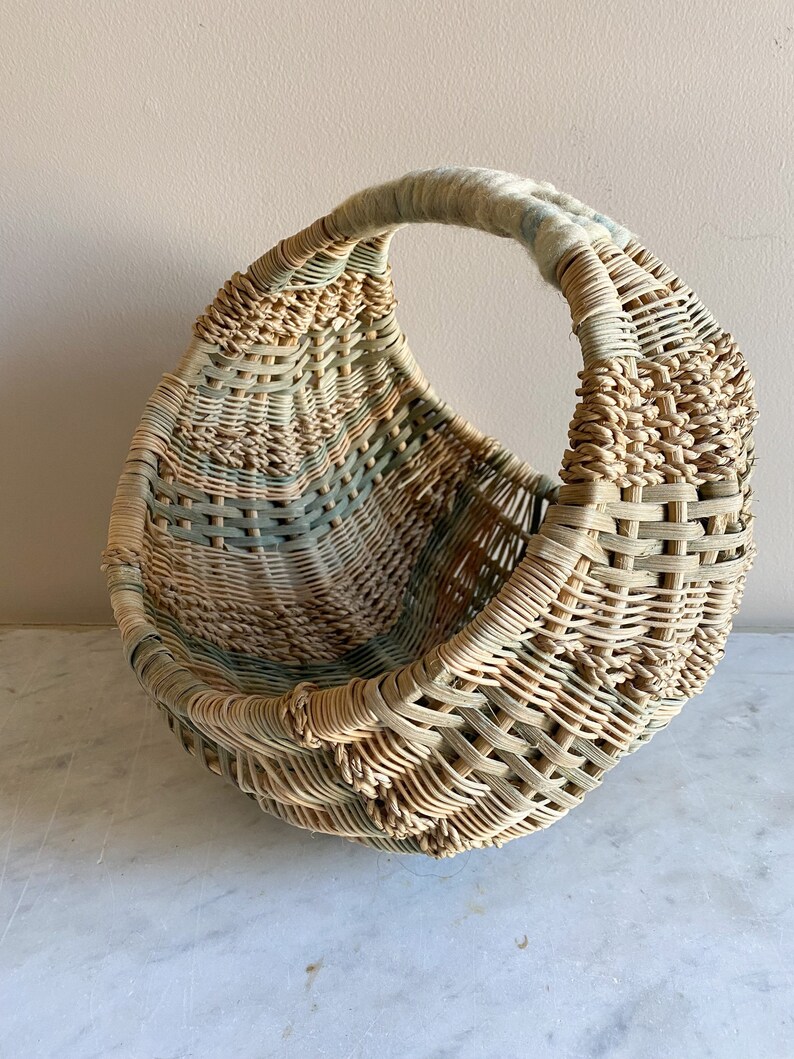 Antique Egg Gathering Basket With Wool Handle Etsy