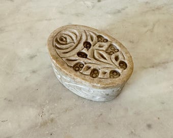 Vintage Carved Soapstone Trinket Box