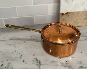 Vintage Copper Sauce Pot with Lid