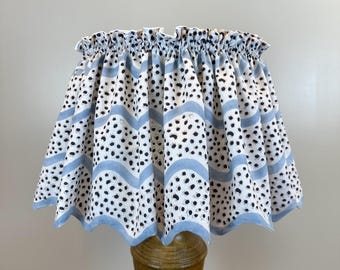 Scalloped Slipcover Lampshade | Block Print Fabric