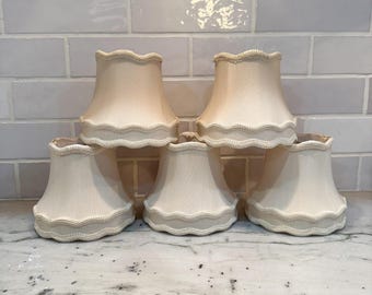 SET of FIVE Vintage Scalloped Chandelier Shades