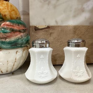 Antique Milk Glass Salt & Pepper Shakers