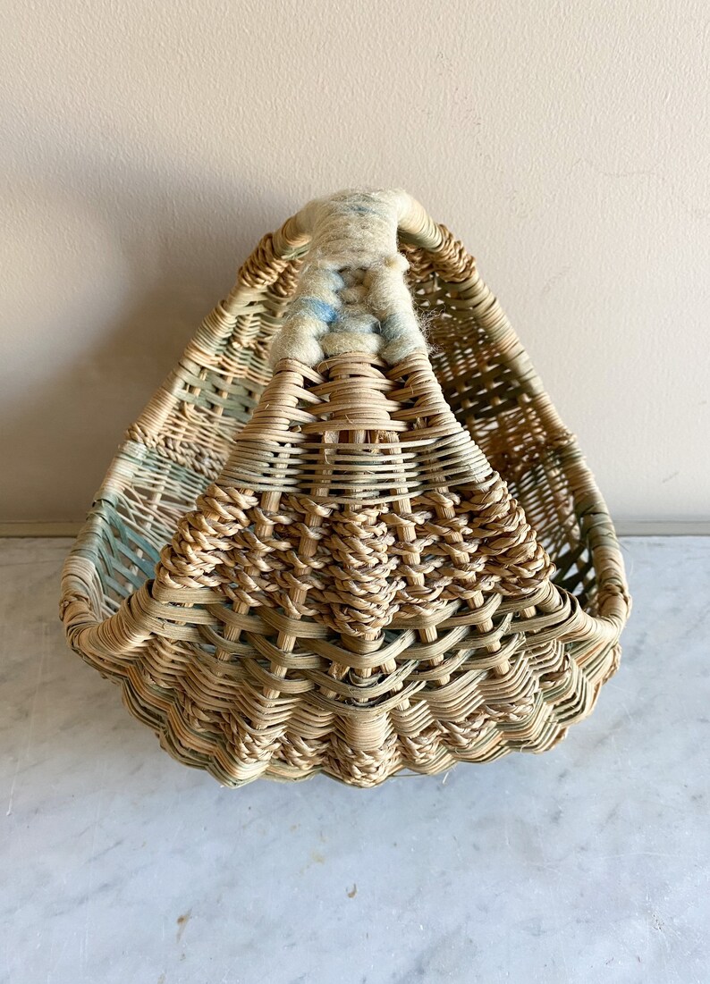 Antique Egg Gathering Basket With Wool Handle Etsy