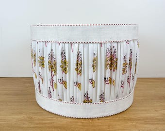 Handmade Gathered Drum Lampshade | Block Print Fabric
