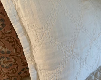 Cream Quilted Pillow Sham  |  Standard Size