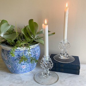 PAIR of Antique Glass Candle Holders