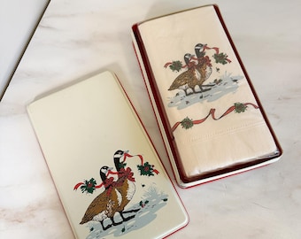 Vintage Christmas Goose Tin & Matching Napkins