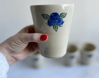 SET of FOUR Vintage Stoneware Pottery Tumblers/Mugs