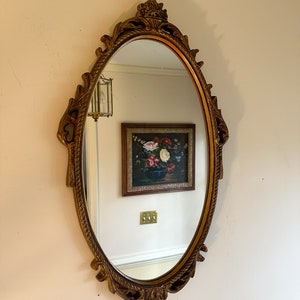 Antique Ornate Plastic Oval Mirror