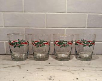 SET of FOUR Vintage Christmas Tumblers