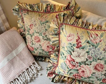 PAIR of Vintage Ralph Lauren Ruffled Decorative Pillow Shams