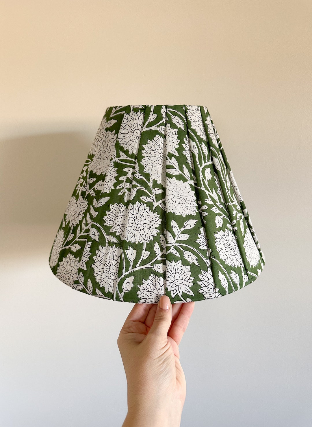 PAIR of Pleated Lampshades Block Print Fabric - Etsy