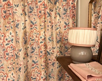 Vintage Custom Made Lined Shower Curtain