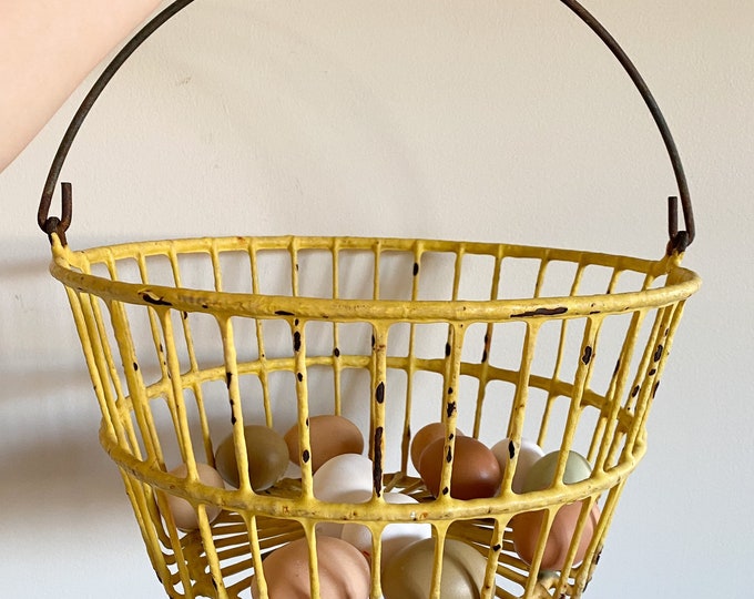 Vintage Wire Egg Gathering Basket Etsy