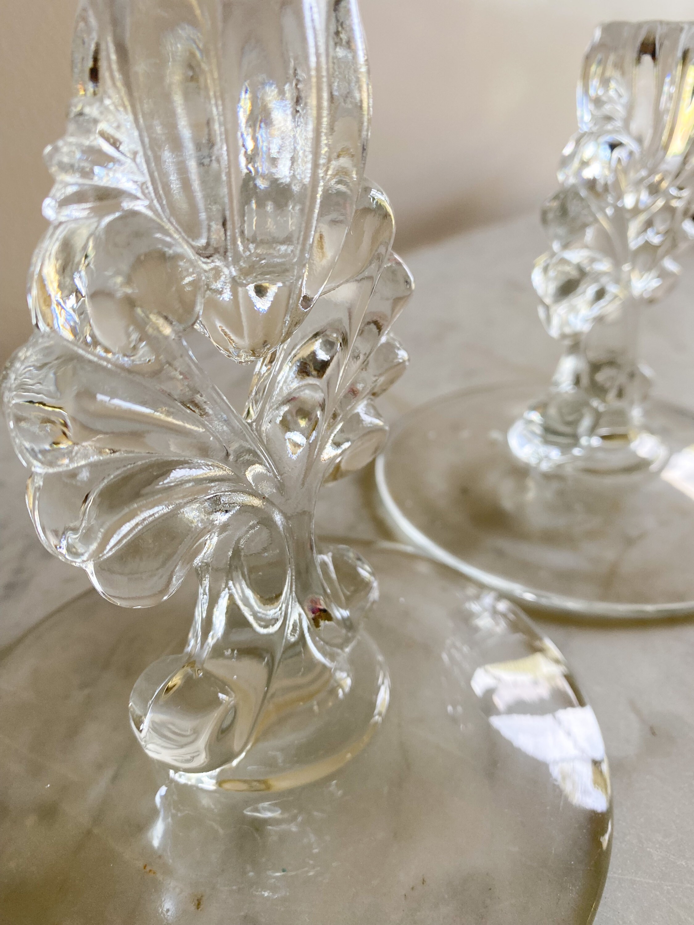 Antique Glass Candle Holders Etsy