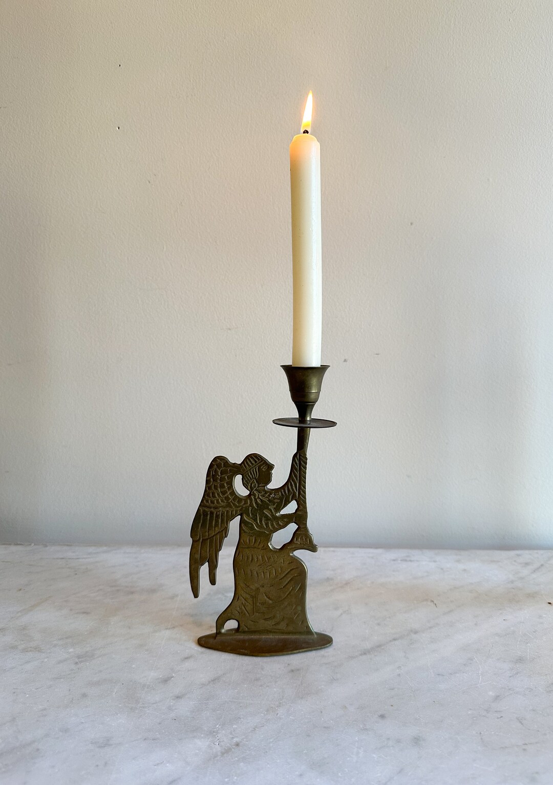 Vintage Brass Angel Candle Holder Christmas Etsy