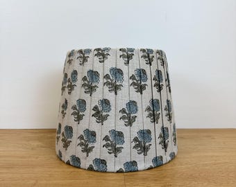 Handmade Linen Pleated Drum Shade | Block Print Fabric