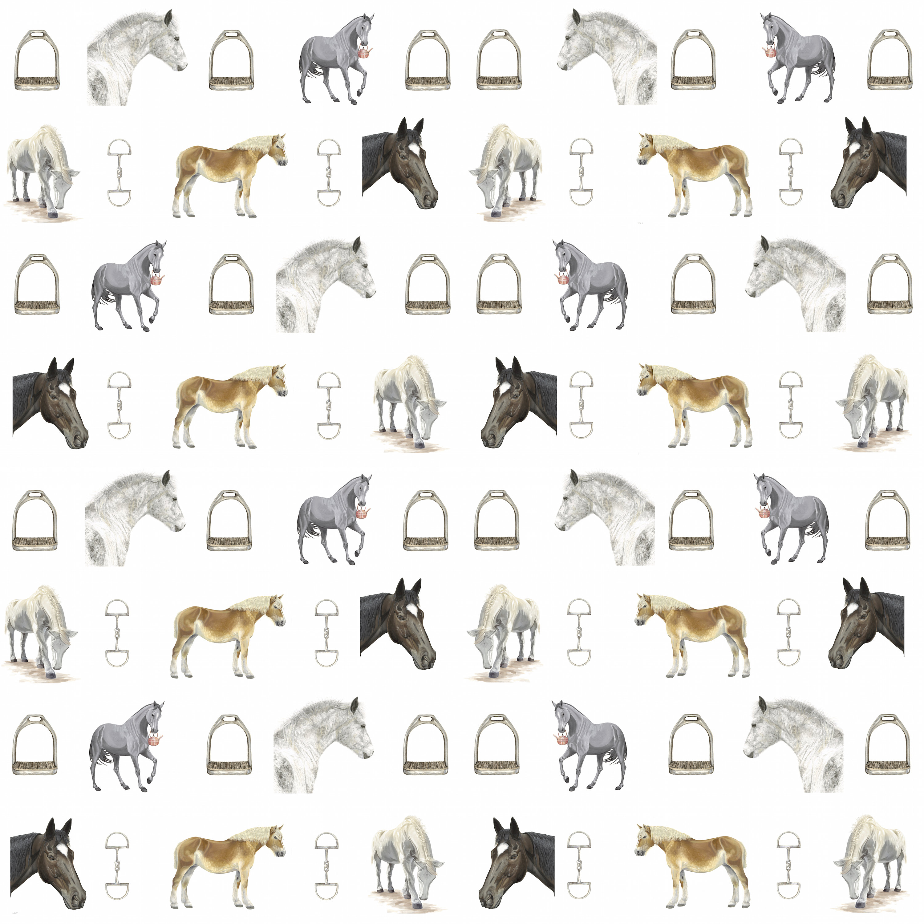 Equestrian Horse Digital Paper Scrapbook Bit Stirrup Horseshoe Etsy