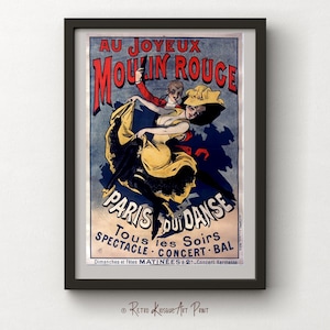 Antique Au Joyeux Moulin Rouge Paris Qui Danse Advertisement poster - Affiche Artistique - Art Nouveau Wall Print - Digital Instant download