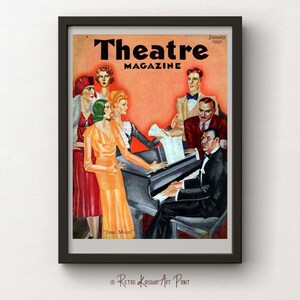Vintage Theatre Magazine Cover - June Moon Poster - Art Deco Poster Digital Print - Printable Wall Art Instant download - JPG file