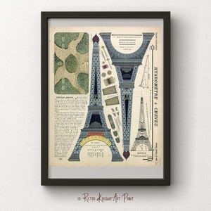 Impressão Epinal da Torre Eiffel Antiga - Pôster da Torre Eiffel Decoração de Parede de Paris - Impressão de Parede Art Nouveau - Download Digital Instantâneo - Arquivo JPG