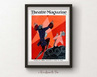 Vintage Theatre Magazine Cover - Broadway Wall Art Print - Printable Wall Art  Deco Poster Digital Print - Instant download - JPG file