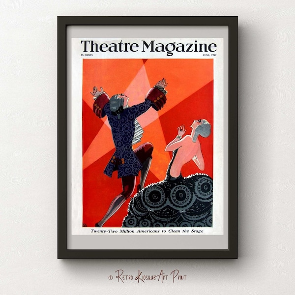 Vintage Theatre Magazine Cover - Broadway Wall Art Print - Printable Wall Art  Deco Poster Digital Print - Instant download - JPG file