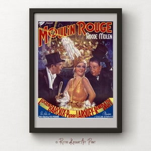 Vintage Moulin Rouge Poster 1939 - Romantischer Affiche Film Yves Mirande - Jugendstil Wand Kunst Print - Digital Print Art - Sofort download