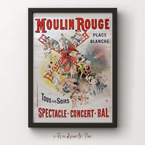 Antique Moulin Rouge Tous Les Soirs Place Blanche Poster - Paris Affiche Artistique - Art Nouveau Wall Print - Digital Instant download