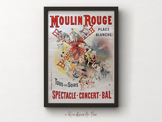 Antique Moulin Rouge Tous Les Soirs Place Blanche Poster - Paris Affiche Artistique - Art Nouveau Wall Print - Digital Instant download