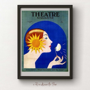 Vintage Theatre Magazine Cover - Glamour Women Wall Print -Great Gatsby Style Printable Art Deco Poster - Digital Instant download -JPG file