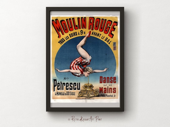 Antique Moulin Rouge Tous Les Soirs Melle Petrescu Danse Poster - Affiche Artistique - Art Nouveau Wall Print - Digital Instant download