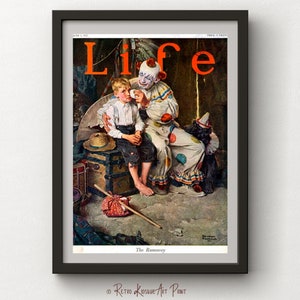 Antique American LIFE Magazine Cover - Norman Rockwell Cover Wall Art Print - Clown Vintage Digital Print - Instant download - PNG file