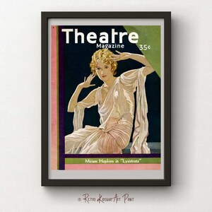 Vintage Theatre Magazine with actress Miriam Hopkins Cover - Broadway Wall Art - Art Deco Poster Digital Print - Instant download - JPG file