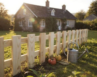 Handmade Garden Picket Fence Panels, Untreated Wood, 90cm