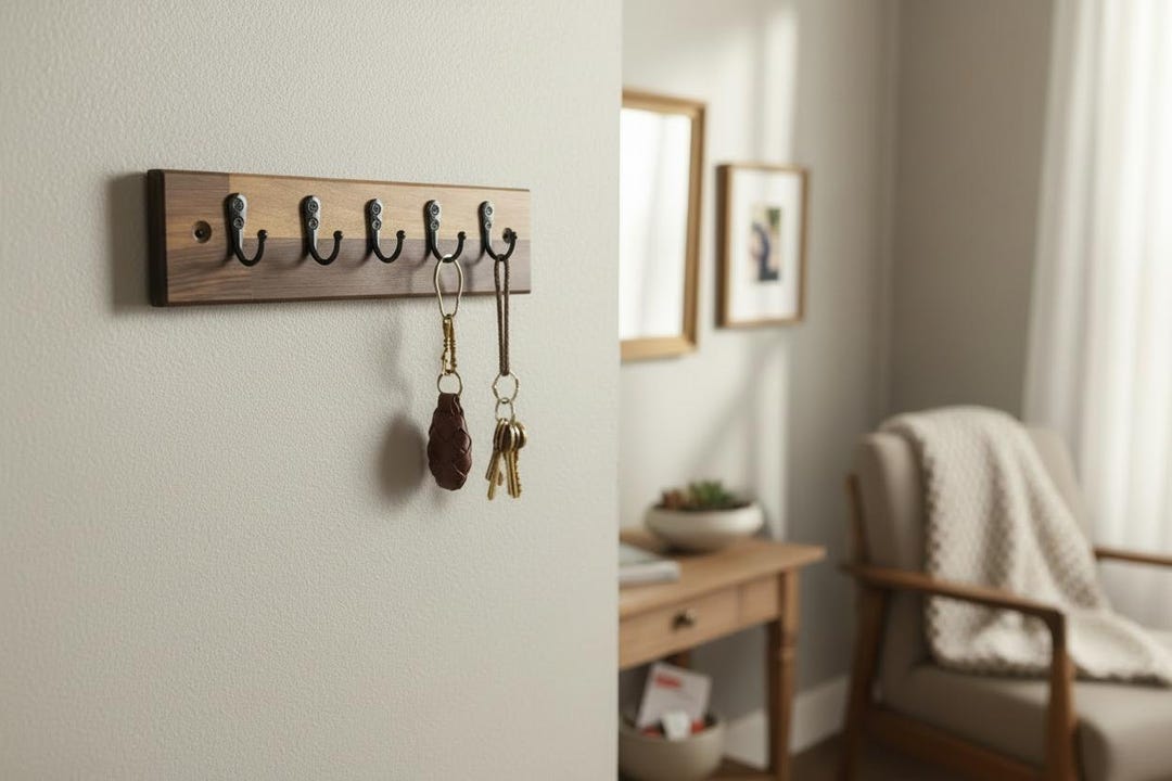 Walnut Key Rack Walnut Key Rack Black Hooks - Etsy UK
