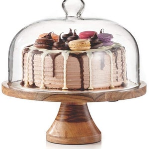 Royalty Art 4-in-1 Cake Stand with Dome, Cheese Board, Covered Platter, and Serving Tray for Pastries, Pies, Appetizers, and Holiday...
