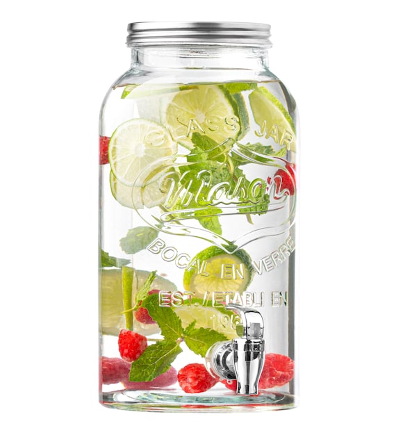 Large Glass Water & Party Drinks Dispenser With Tap - Kitchen Craft Home  Made