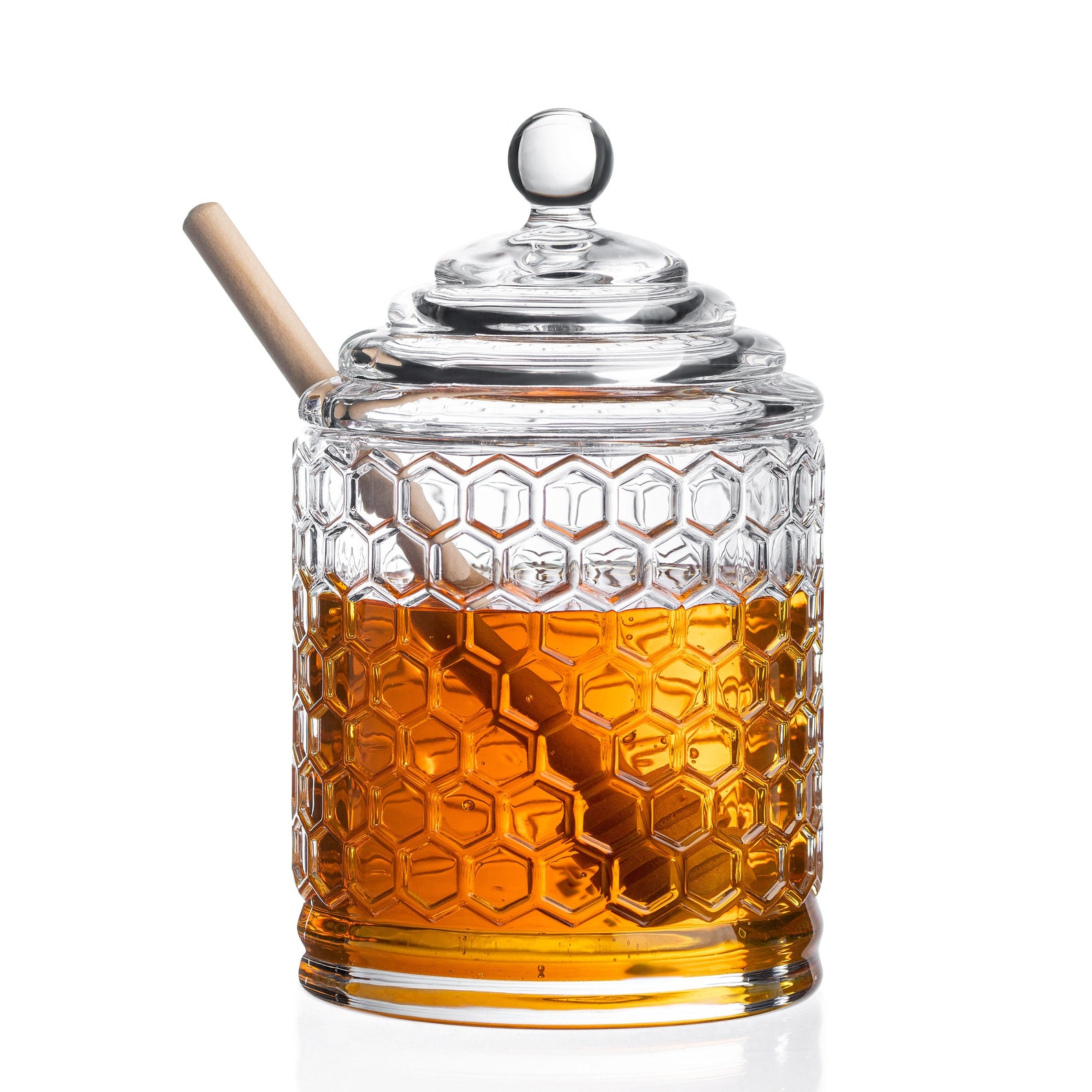 Honey Pot with Wooden Dipper