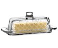 Royalty Art Glass Butter Dish with Lid, Single Stick Container with Handle Cover, Rustic Farmhouse or Vintage Boho Kitchen Accessory, Clear