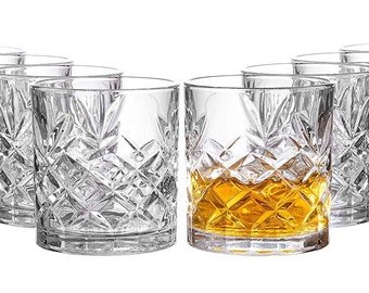 Textured Lowball Whiskey Glasses - 10.6 oz - Set of 8