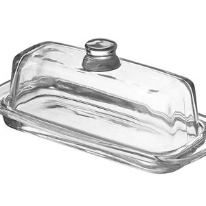 Royalty Art Glass Butter Dish with Handled Lid (Rectangular) Classic Covered 2-Piece Design Clear, Traditional Kitchen Accessory...