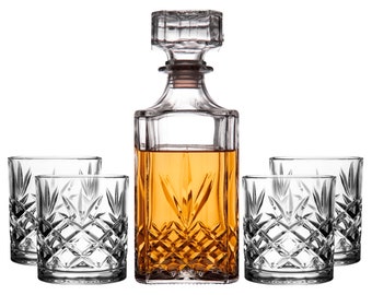 Crystal Whiskey Decanter Set: Classic 5-Pc. Glass Bundle