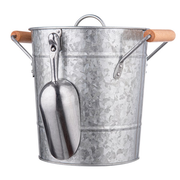 Royalty Art Vintage Ice Bucket with Lid Scoop and Carry Handles for Parties Backyard Barbecues Picnics and Camping Heavy Duty Galvanized