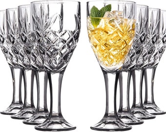 Vintage Highball Goblet Glasses: Kinsley Design, Set of 8