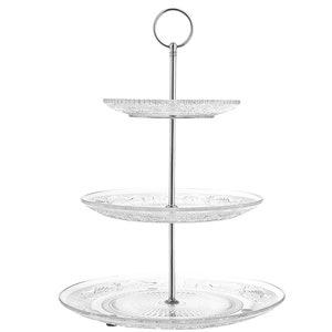 Royalty Art 3-Tiered Serving Stand (Glass) Beautiful, Elegant Dishware Serve Snacks, Appetizers, Cakes, Candies Durable, Reusable Party...