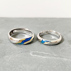 His and hers Rings, Couple Rings, Sky Ring, Ocean Ring, Promise Ring, Friendship Ring, Wedding Band, Adjustable wedding rings, his and hers