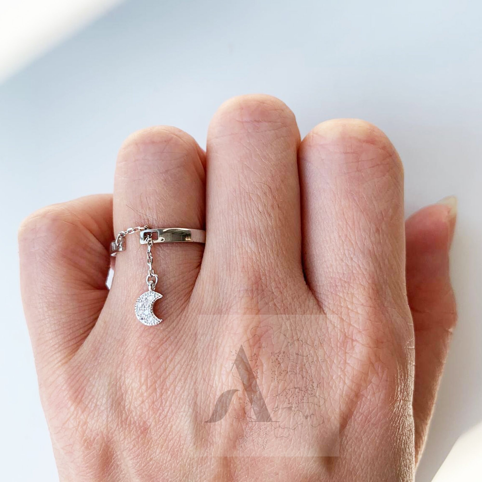 Mondphasen ring Mond ring Baumeln Ring Halbmond Ring Mond Etsy