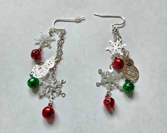 Silver Christmas Earrings - Xmas Earrings - Festive Earrings - Christmas Earring - Stocking Filler - Snowman Earrings - Earrings for Xmas